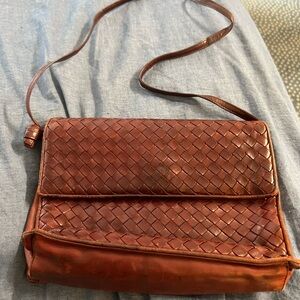 Vintage Bottega Veneta Brown Woven Shoulder Bag